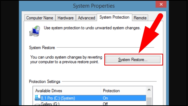 Chọn System Restore và làm theo chỉ dẫn của máy